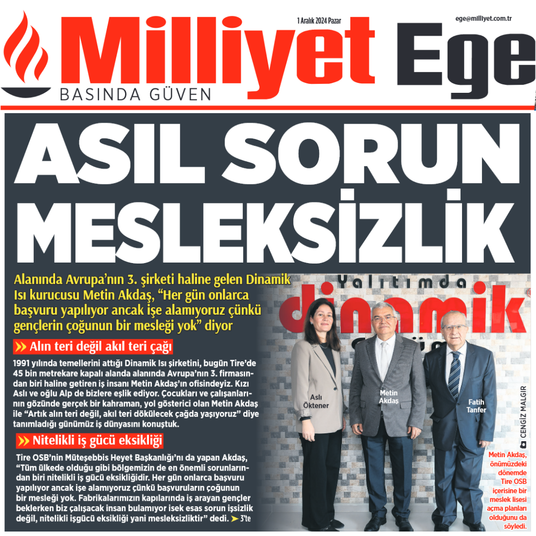 Y.K.B. M. Akdaş, Milliyet Gazetesi'nden F. Tanfer ve A.Oktener'in sorularını yanıtladı.